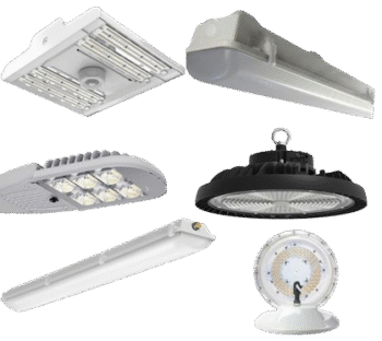 Imagen que muestra los diversos tipos y modelos de luminarias industriales que Altogrado ofrece de marcas reconocidas